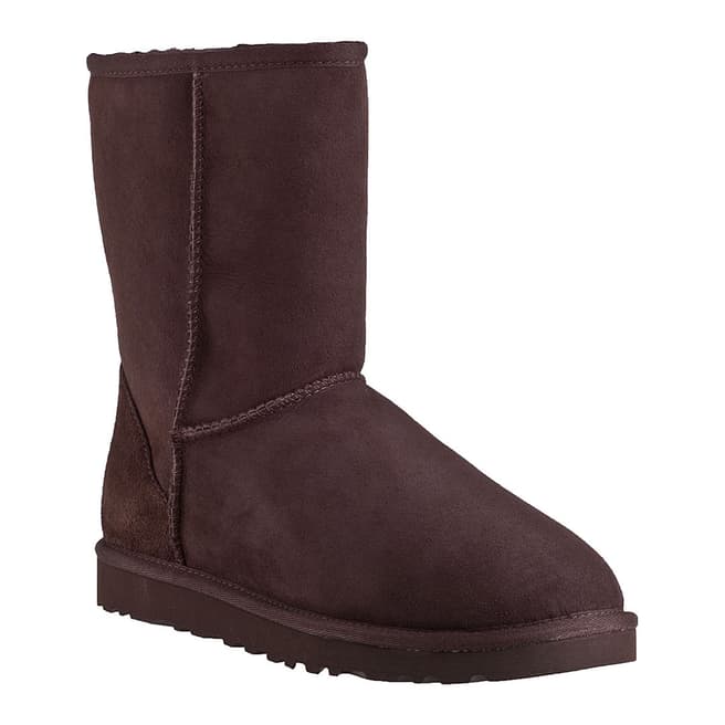UGG Chocolate Suede/Shearling Classic Short Boots