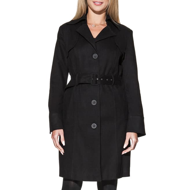 GL By Hellene Black Cotton Stretch Trench Coat 