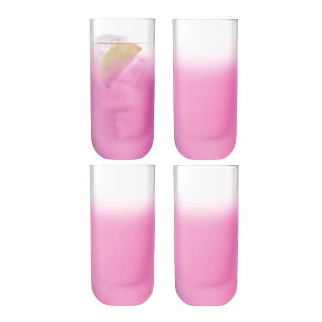 LSA Set of Four Blush Pink Matte Haze Highball Glass Tumblers 400ml 