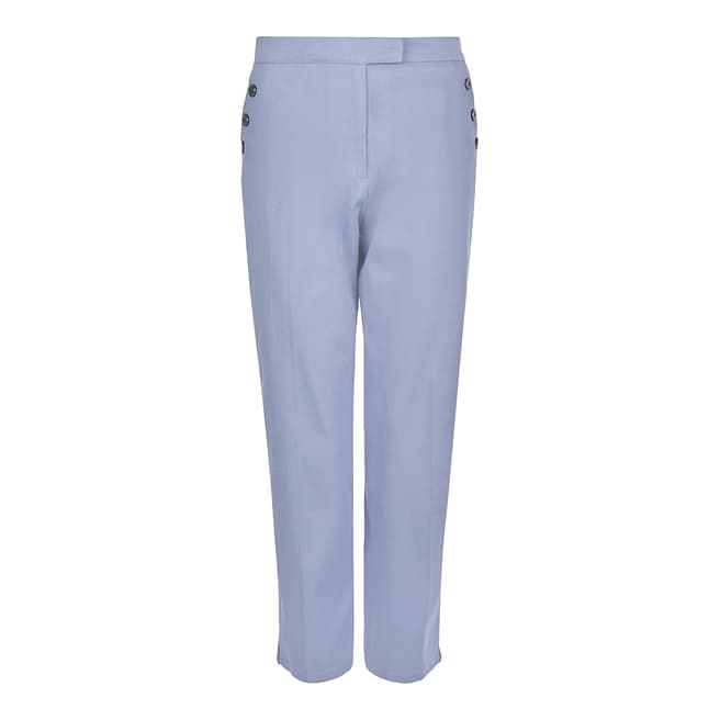 Jaeger Pale Blue Button Pocket Cotton Blend Capri Trousers