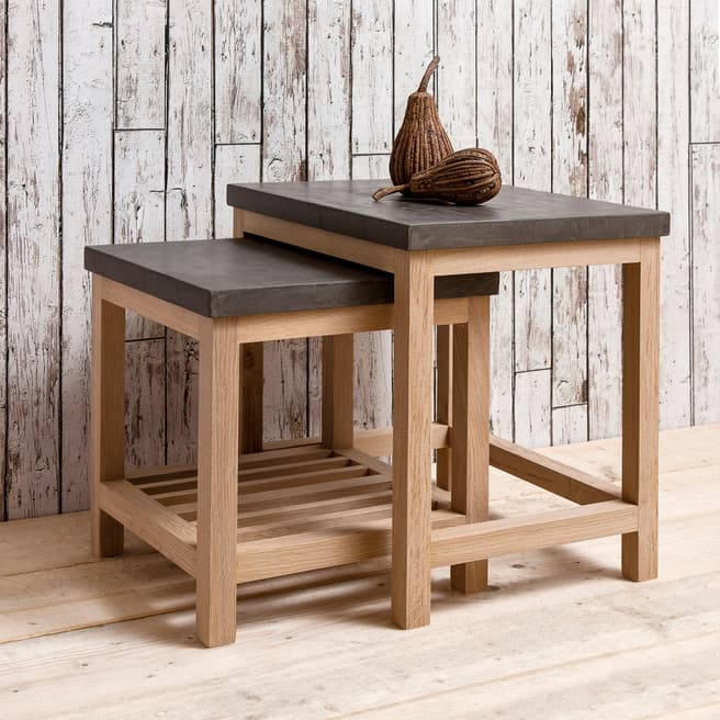 Gallery Living Brooklyn French Oak Nest Of Two Tables