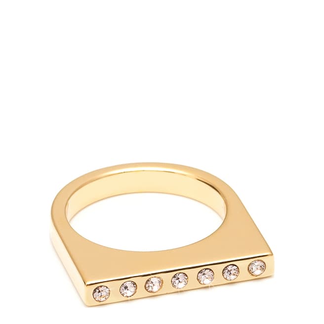 Maria Francesca Pepe Gold/Pale Pink Crystal Flat Top Ring
