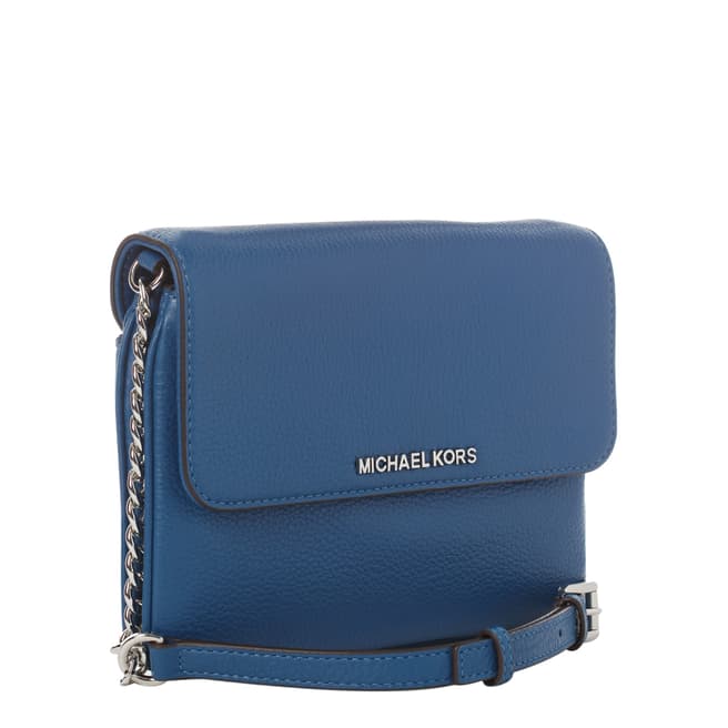 Michael Kors Blue Leather Bedford Crossbody Bag