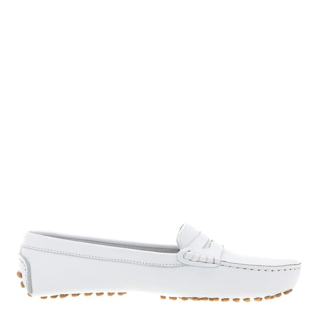 Mille Miglia Women's White Leather Driving Moccasins