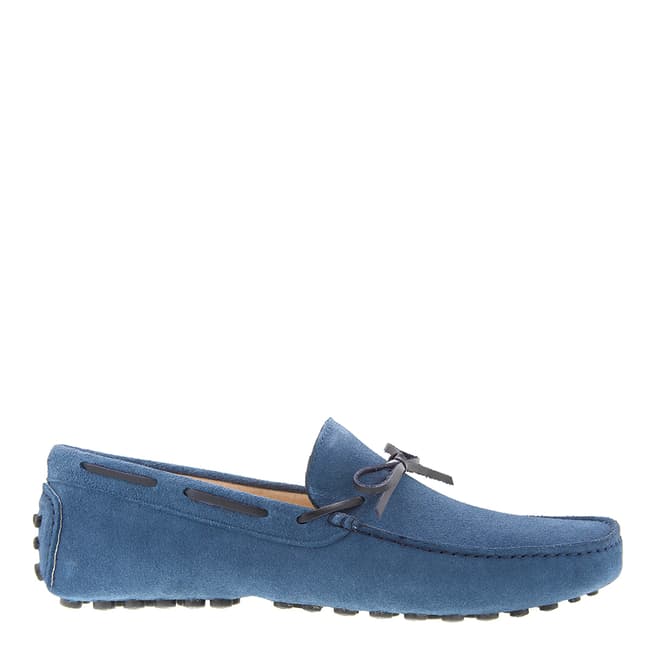 Mille Miglia Men's Blue Leather Driving Moccasins