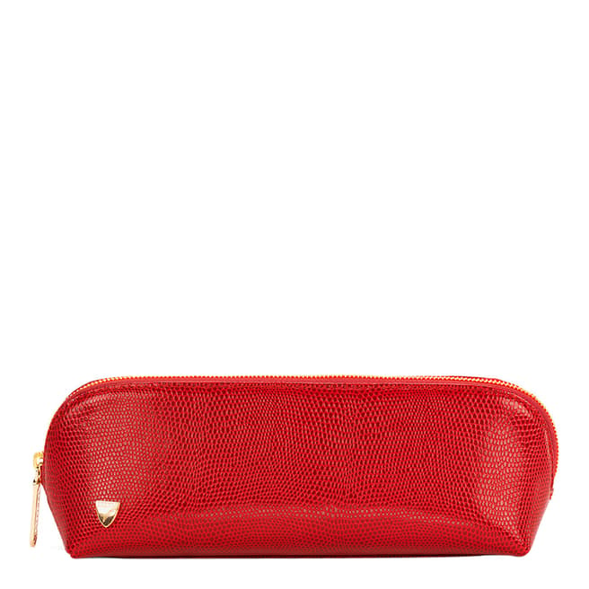 Aspinal of London Red Leather Lizard Pencil Case