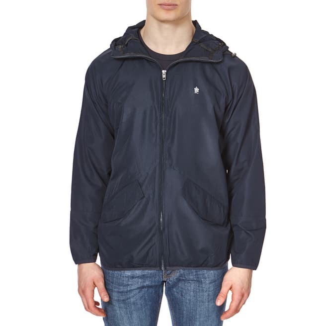 French Connection Navy Hooded Zip Front Lightweight Jacket