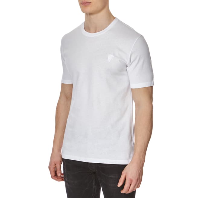 Versace Collection White Cotton Logo Motif Crew Neck T Shirt
