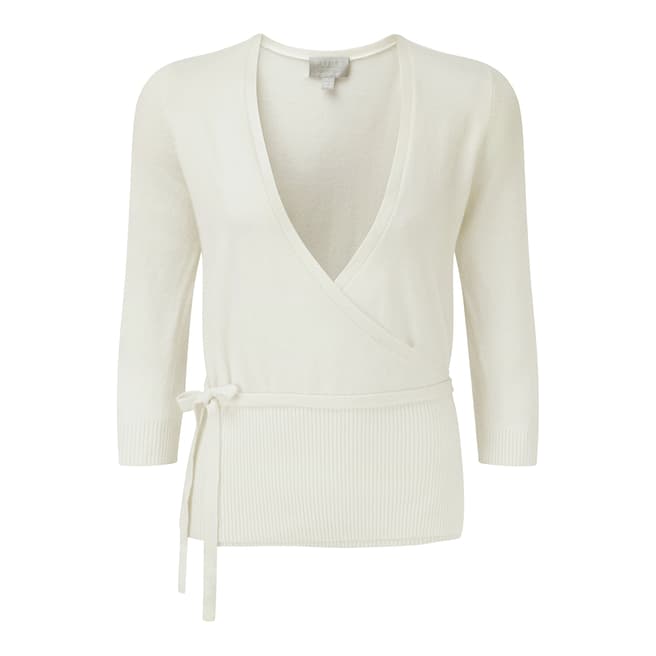Pure Collection Soft White Cashmere Wrap Cardigan
