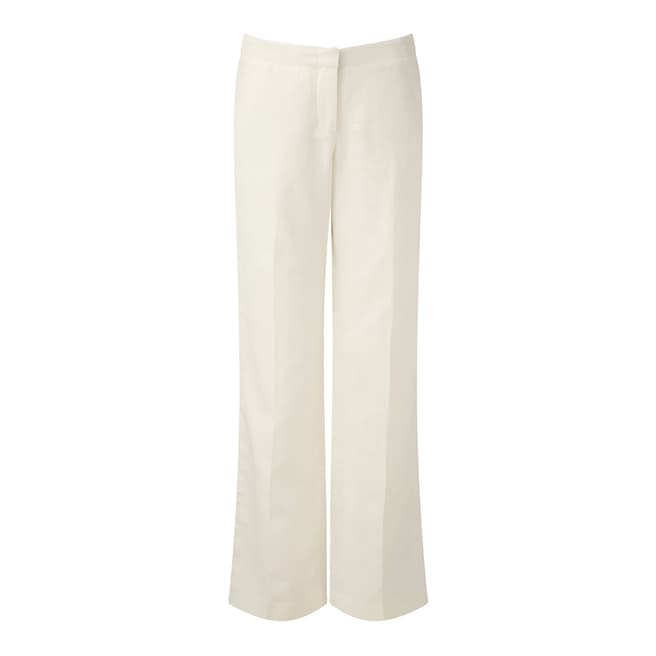 Pure Collection Ivory Cotton Linen Wide Leg Trousers