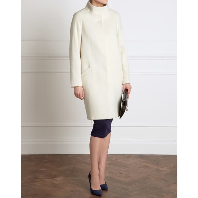 Pure Collection Ivory Tailored Wool Cashmere Blend Coat