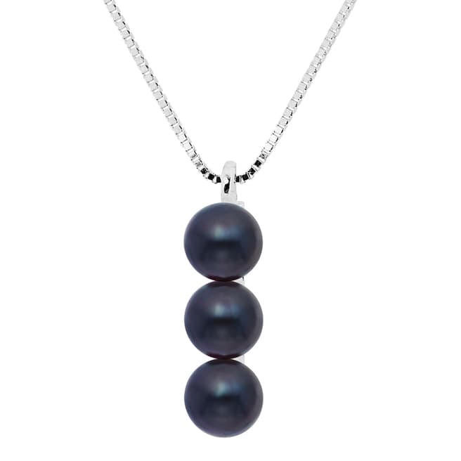 Perlinea Pearls Black Triple Drop Tahitian Pearl Pendant Necklace