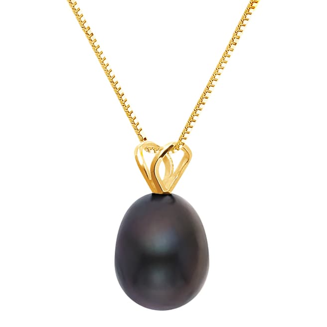 Just Pearl Black/Gold Tahitian Pearl Pendant Necklace