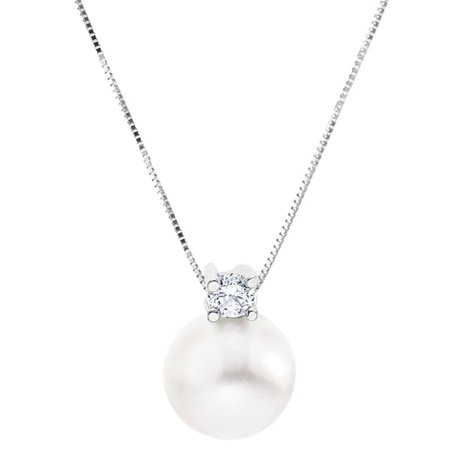 Just Pearl White Freshwater Pearl/Crystal Pendant Necklace