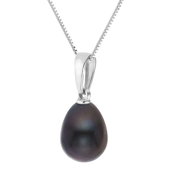 Just Pearl Silver/Black Tahitian Pearl Pendant Necklace 8-9mm