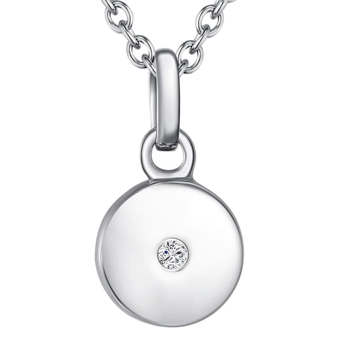 Tess Diamonds Silver Round Disc Shaped Pendant Necklace
