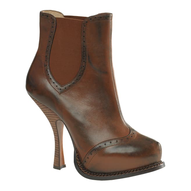 Leon Max Collection Midbrown Leather Adora Platform Boots