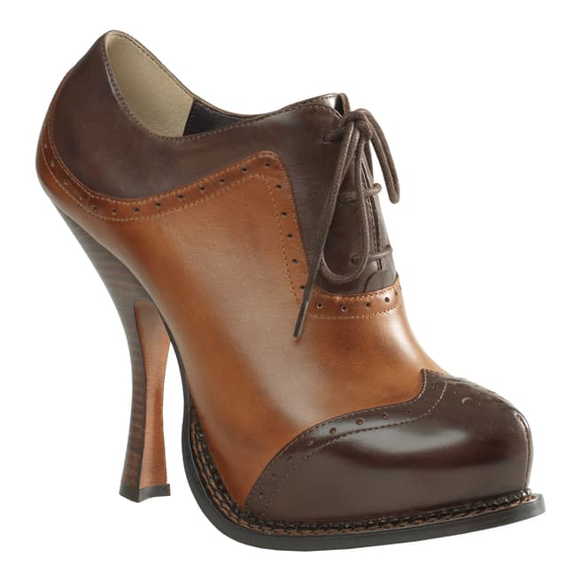 Leon Max Collection Brown Leather Adrian Lace Up Heel