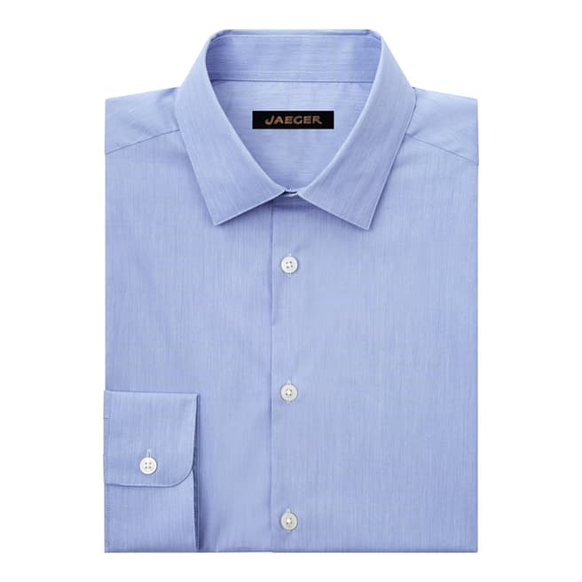 Jaeger Blue Cotton Blend Slim End on End Shirt