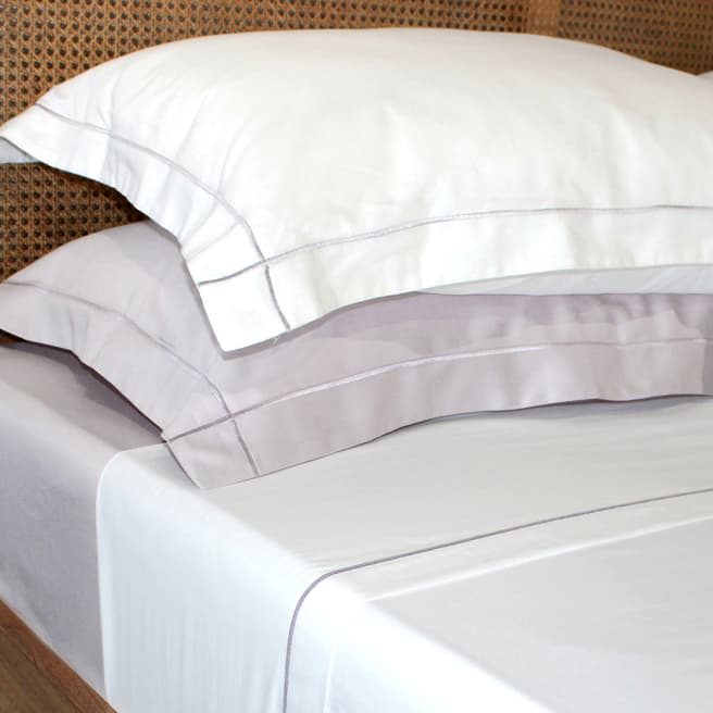 Parisian House White/Heather Chelsea Set of Two Cotton Oxford Pillowcases 300TC
