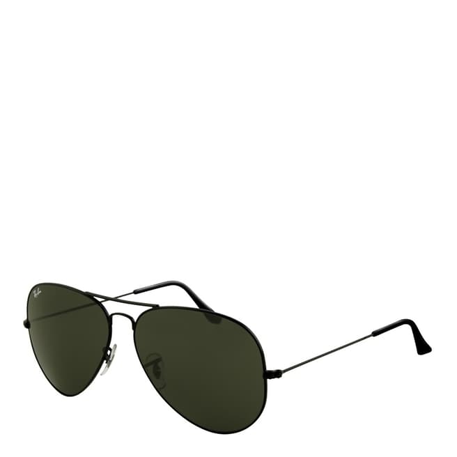 Ray-Ban Unisex Black/Grey Green Aviator Sunglasses 62mm