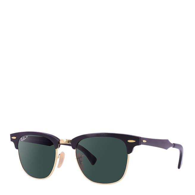 Ray-Ban Unisex Black/Gold Clubmaster Polarized Sunglasses 51mm