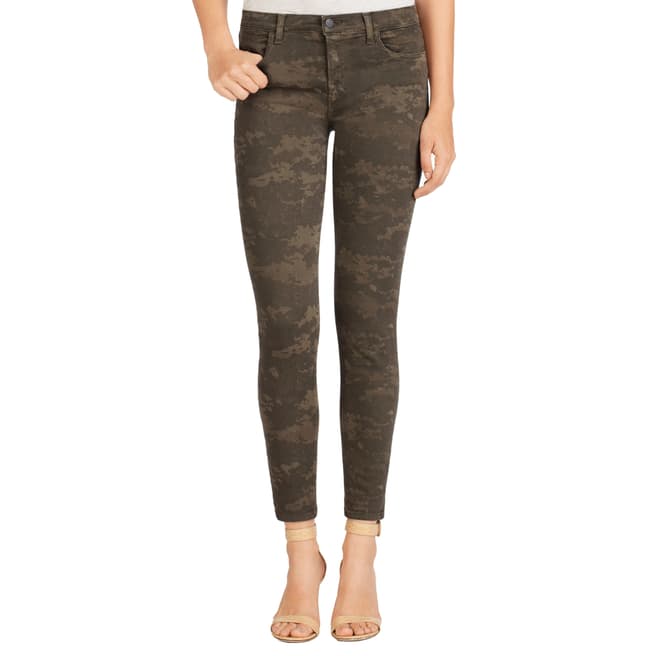 J Brand Olive Drab Camo Mid Rise Ankle Skinny Jeans