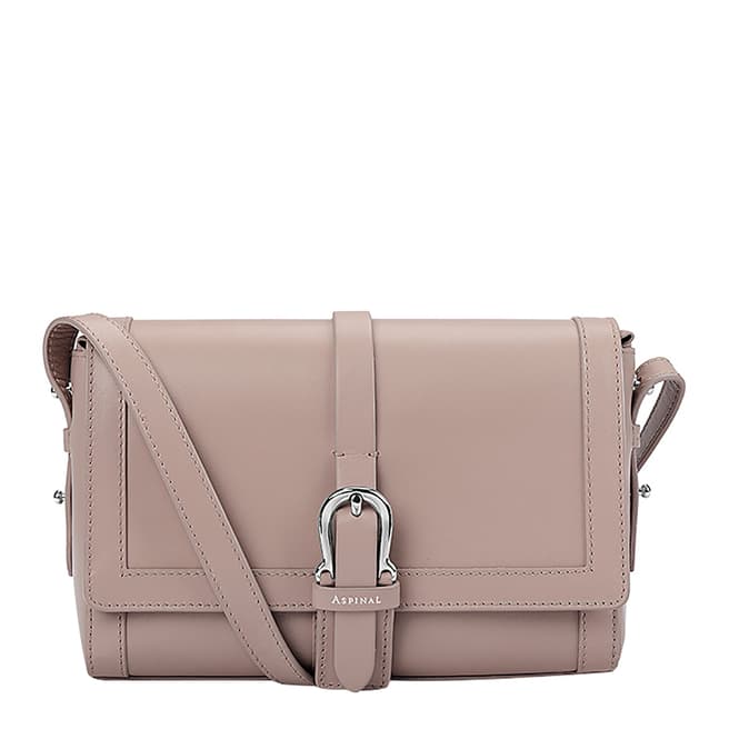Aspinal of London Nude Leather Buckle Smooth Shoulder Bag 