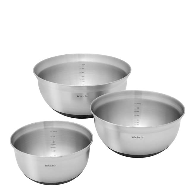 Brabantia Set of 3 Matt Steel Mixing Bowls