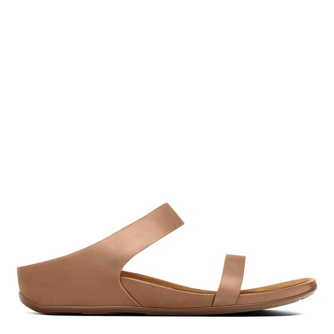 FitFlop Tan Leather Banda Slide Sandals 