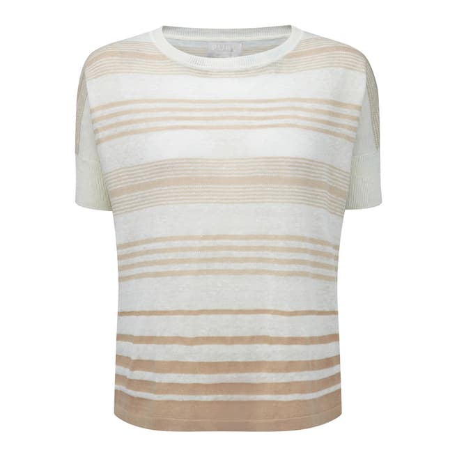 Pure Collection White/Beige Relaxed Stripe Sweater