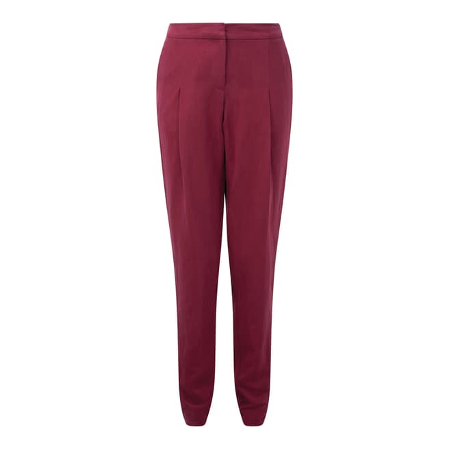 Pure Collection Summer Claret Silk Linen Tapered Leg Trousers
