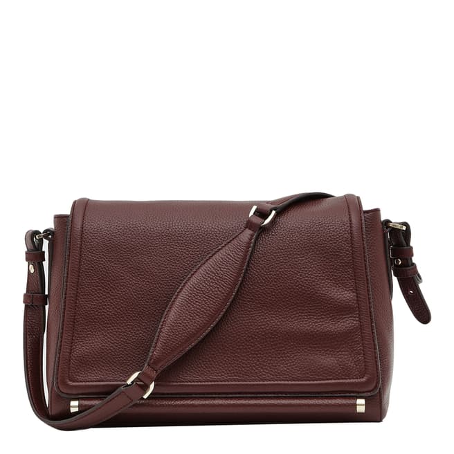 Reiss Burgundy Leather Sahara Polo Front Shoulder Bag