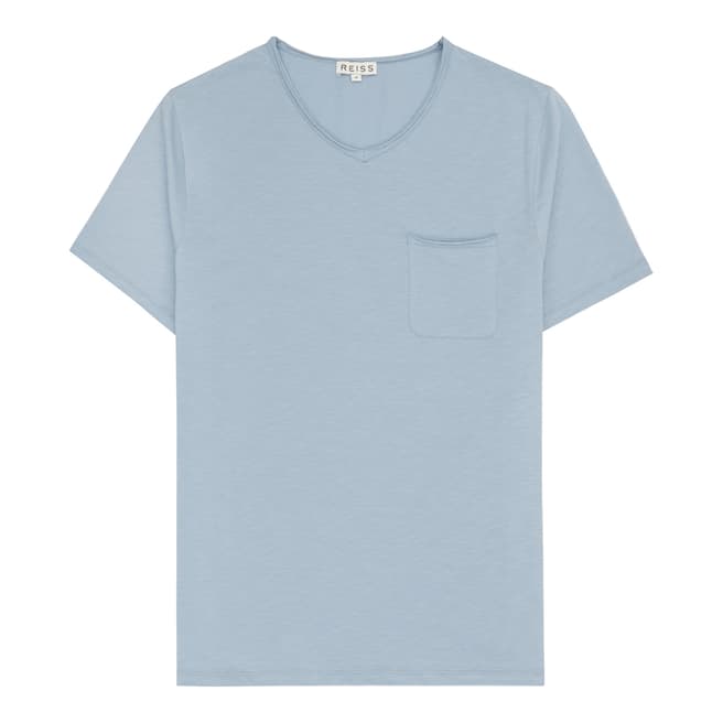 Reiss Sky Blue Majestic Raw Edge Cotton T Shirt