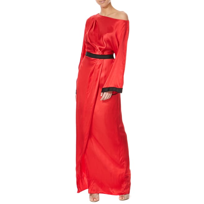 Amanda Wakeley Cherry Kimono Style Slash Neck Evening Gown