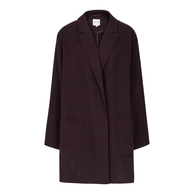 Reiss Deep Red Gia Relaxed Long Line Wool Jacket