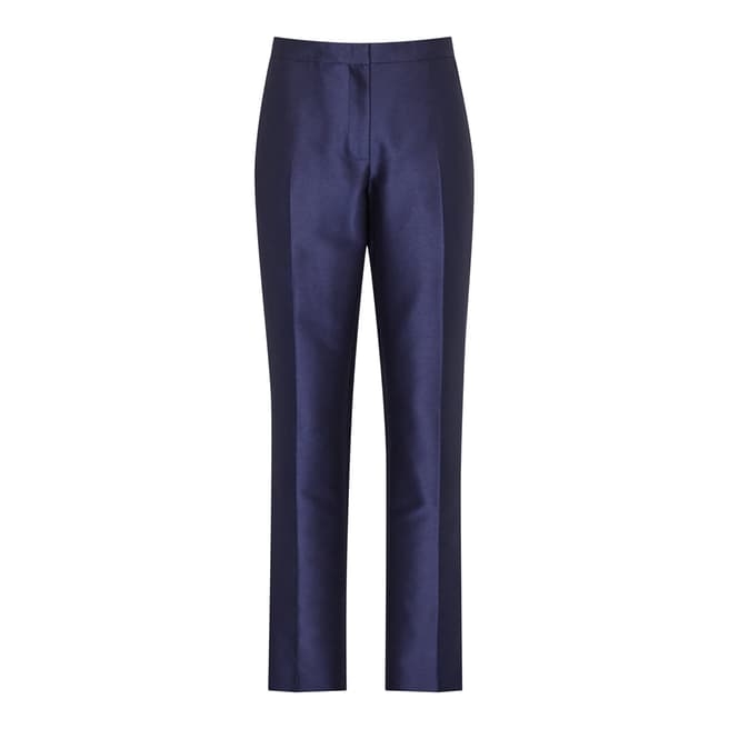 Reiss Midnight Navy Feather Cotton Blend Trousers