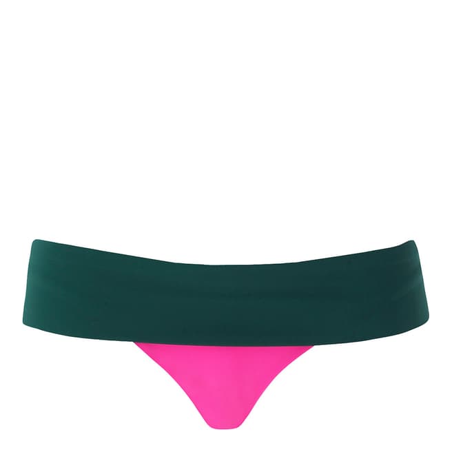 Amanda Wakeley Pink/Dark Green Colour Block Bikini Bottoms