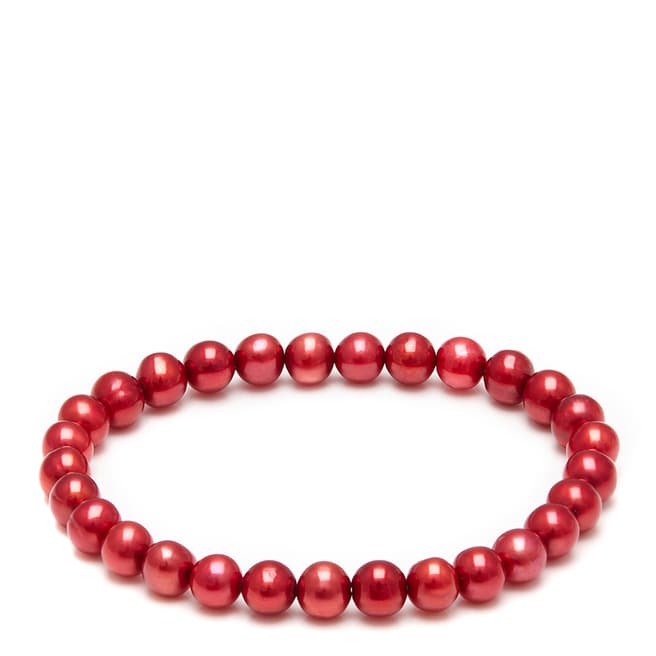 The Pearl Co. Red Freshwater Pearl Bracelet 7-8mm