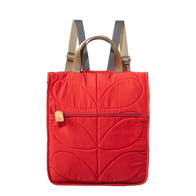 Orla Kiely Red/Pink Little Owl Quilted Reversible Backpack