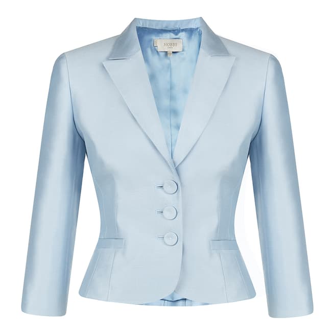 Hobbs London Crystal Blue Crystal Silk/Wool Blend Jacket