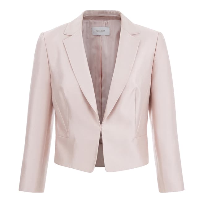 Hobbs London Light Pink Sable Livia Fitted Silk/Wool Blend Jacket