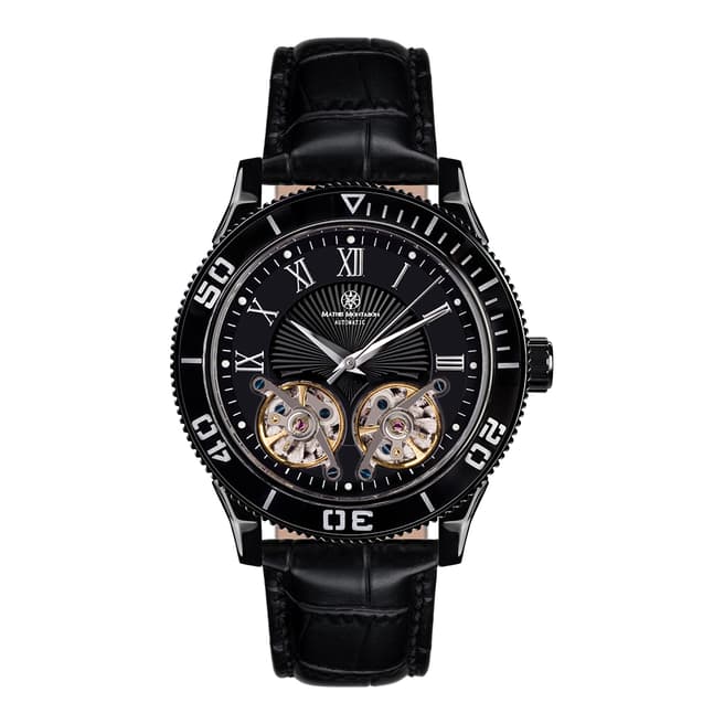 Mathis Montabon Men's Black Leather Double Balancier Watch