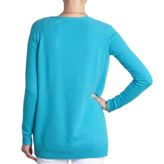 Pure Collection Blue Cashmere Button Side Sweater