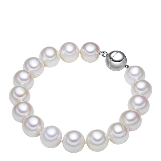The Pacific Pearl Company White Sterling Silver Fresh Water Cultured Pearl Bracelet