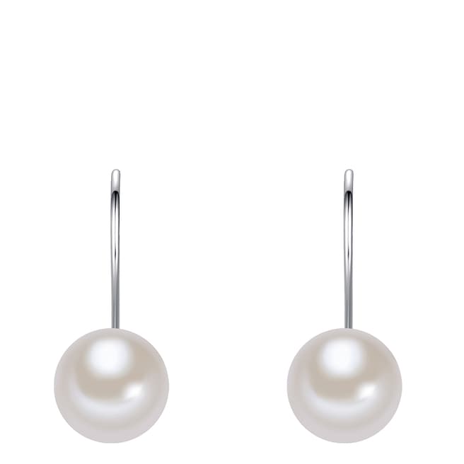 The Pacific Pearl Company White/Silver Freshwater Pearl Hoop Earrings