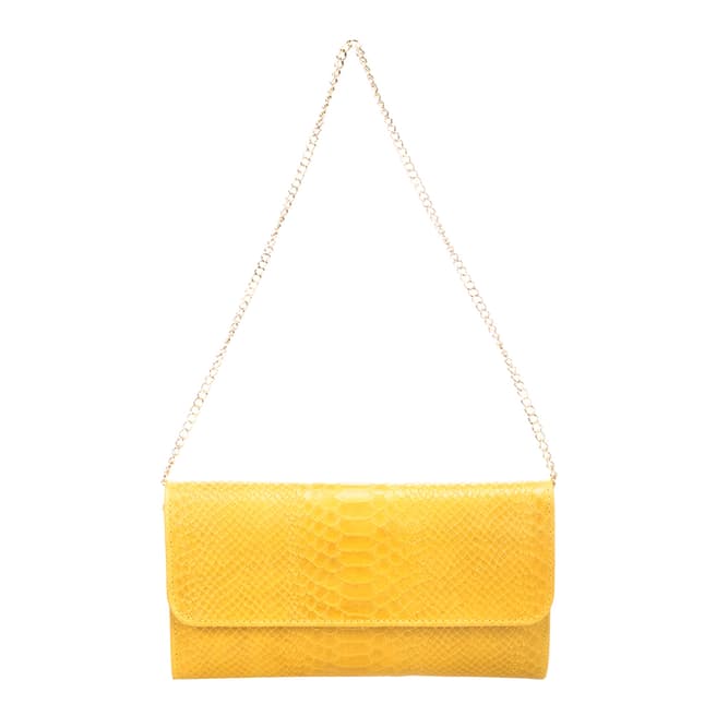 Giorgio Costa Yellow Leather Reptile Chain Strap Shoulder Bag