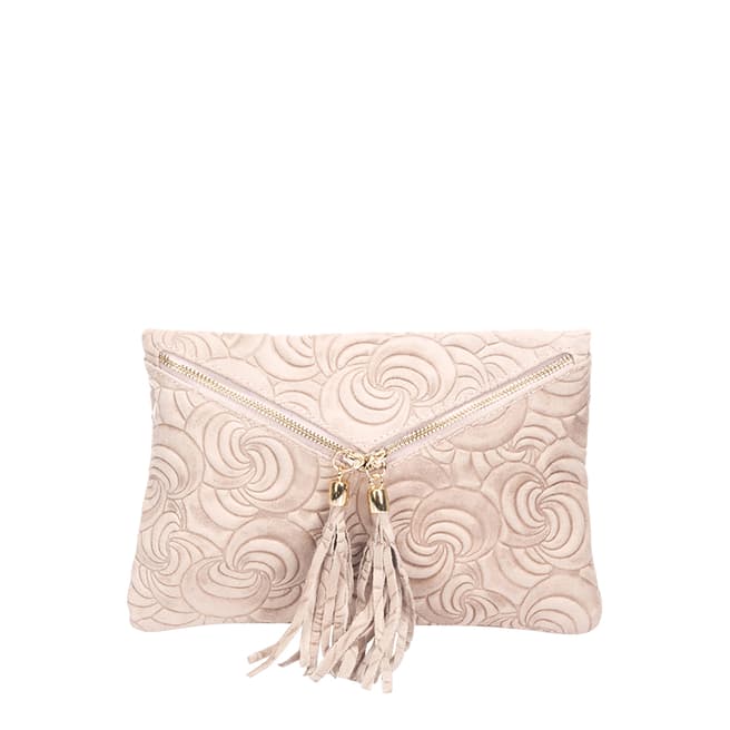 Lisa Minardi Pale Pink Suede Textured Clutch Bag