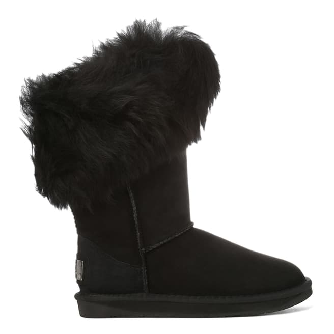 Australia Luxe Collective Black Sheepskin Foxy Fur Boots 