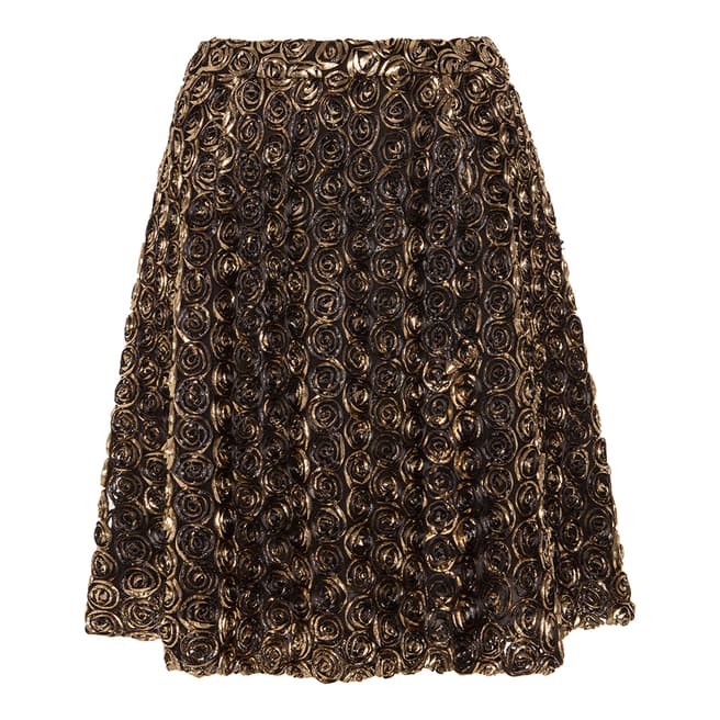 Alice by Temperley Gold Donna Rosette Applique Tulle Mini Skirt